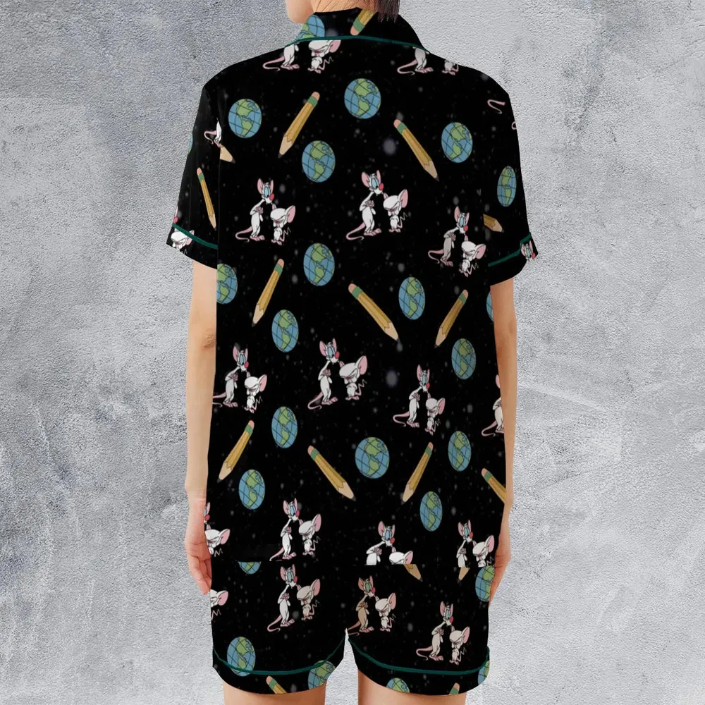 Geek Drip Pinky and The Brain Satin Short-Sleeve Pajamas Set - 2