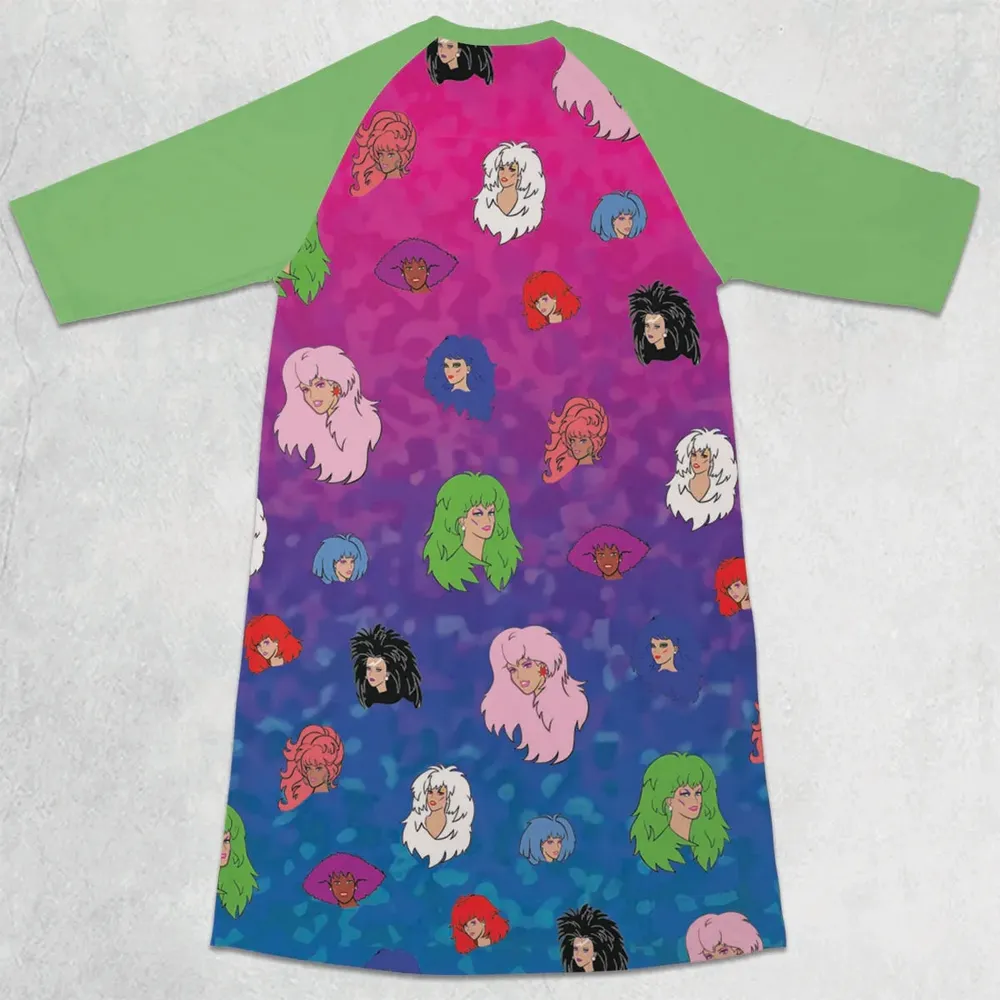 Misfits and Hologram  Jem and the Holograms 3/4 Sleeve Raglan Dress - 2