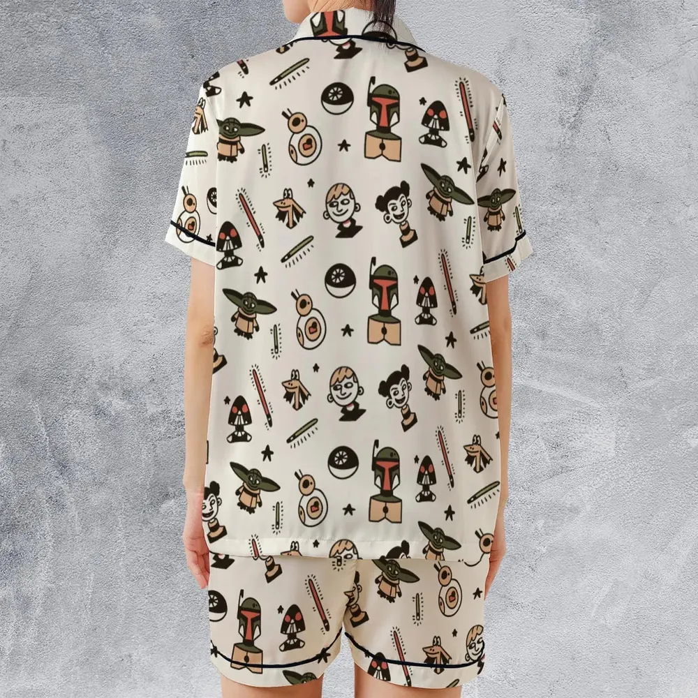 Retro Galaxy Star Wars Satin Short-Sleeve Pajamas Set - 2