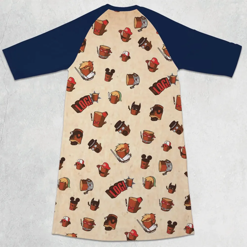 Pop Culture Characters Logs  Ren & Stimpy 3/4 Sleeve Raglan Dress - 2