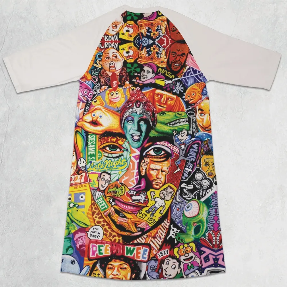 Scavenger Hunt Pee Wee Herman 3/4 Sleeve Raglan Dress - 2