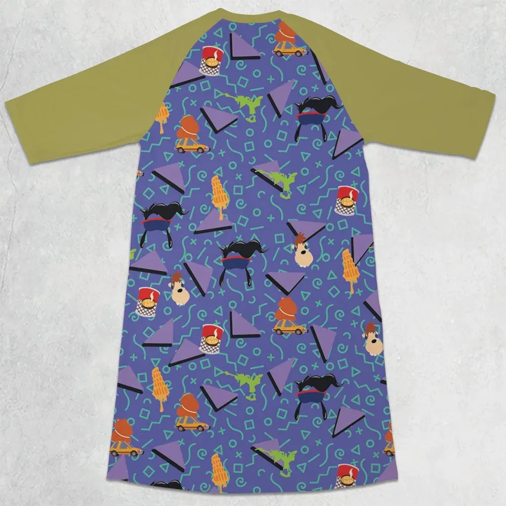 90's Styled Goofy Movie 3/4 Sleeve Raglan Dress - 2