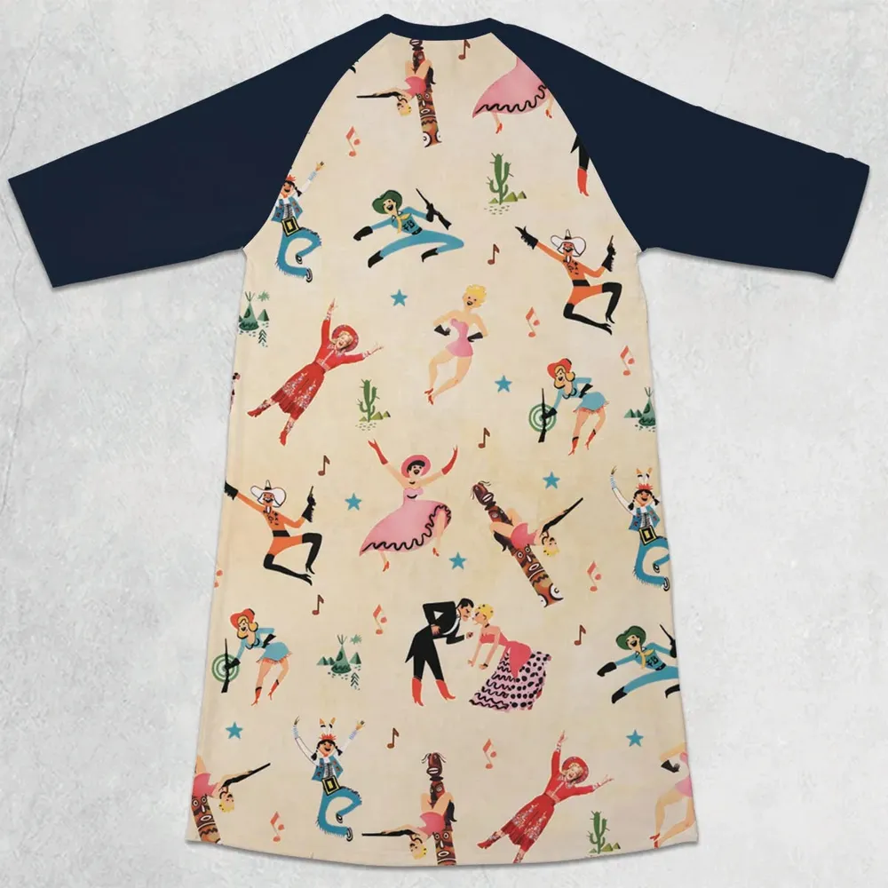 Annie Get Your Gun Characters 3/4 Sleeve Raglan Dress - 2