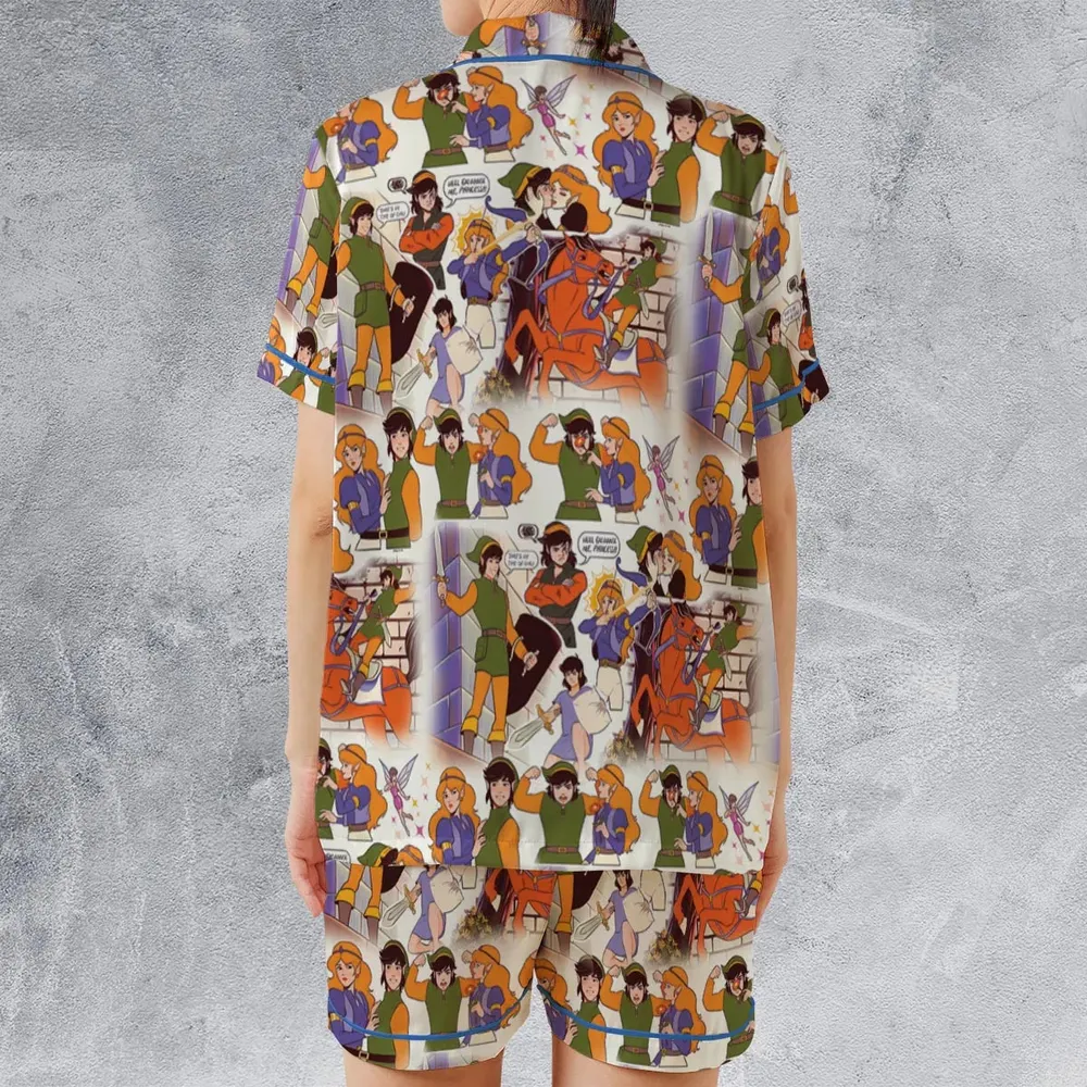 Link And Princess Zelda The Legend Of Zelda Animated Satin Short-Sleeve Pajamas Set - 2