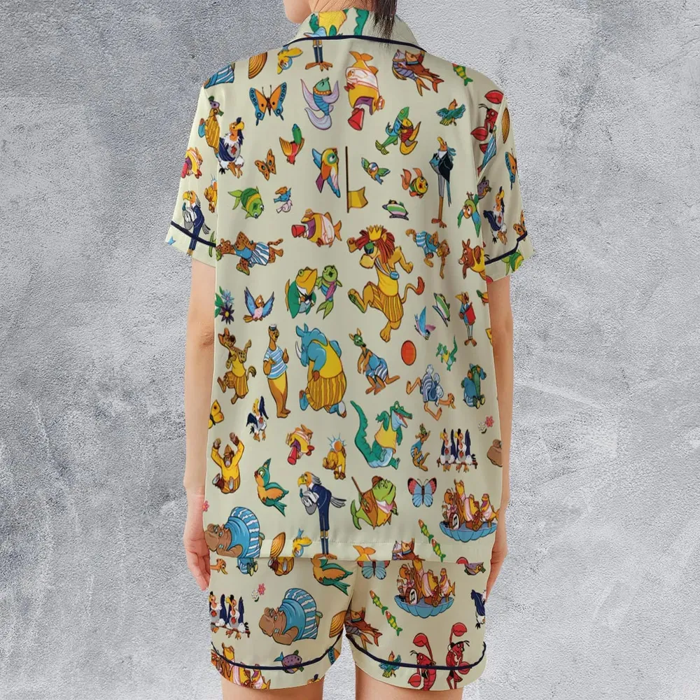 Bedknobs and broomsticks True Blue Team and the Dirty Yellow Team Satin Short-Sleeve Pajamas Set - 2