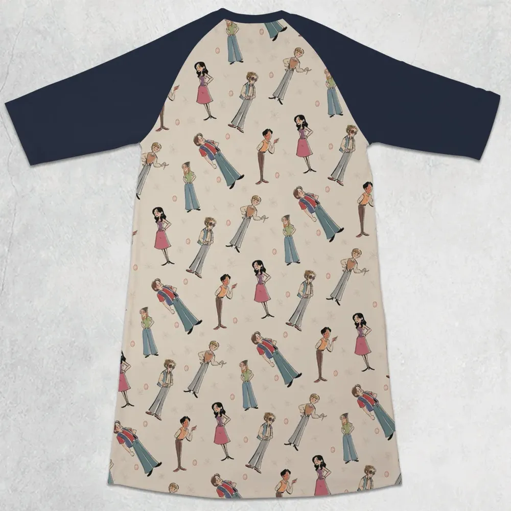 Seventies Vibes That '70s Show 3/4 Sleeve Raglan Dress - 2