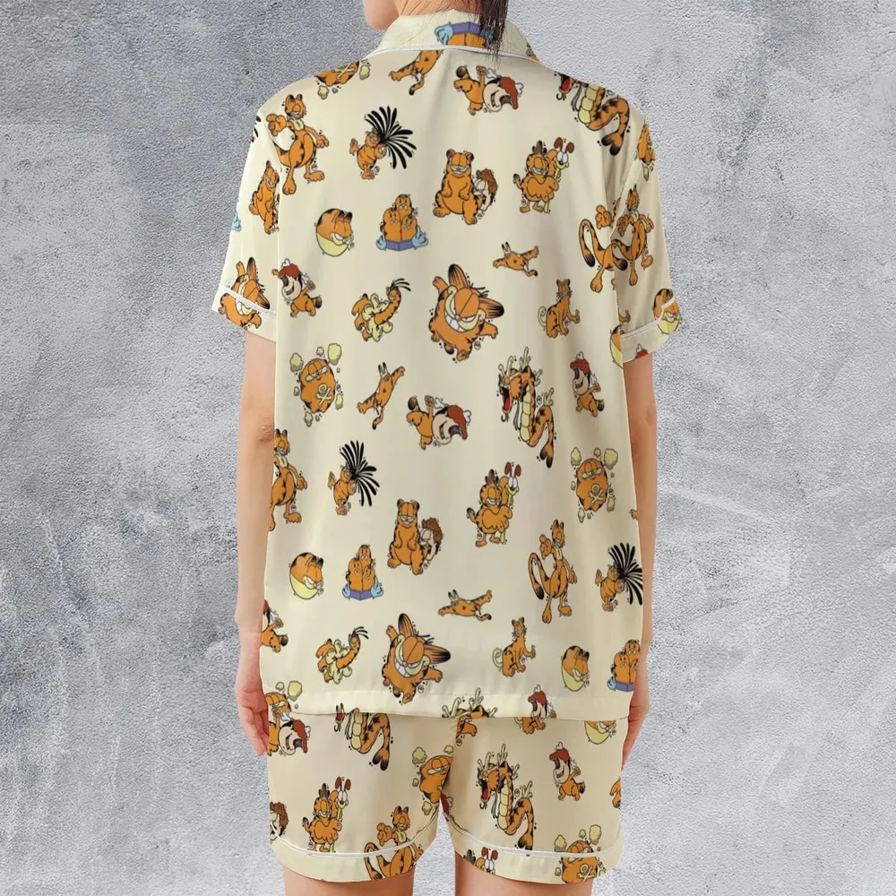 Lazy Legend Garfield Pokemon Mashup Satin Short-Sleeve Pajamas Set - 2