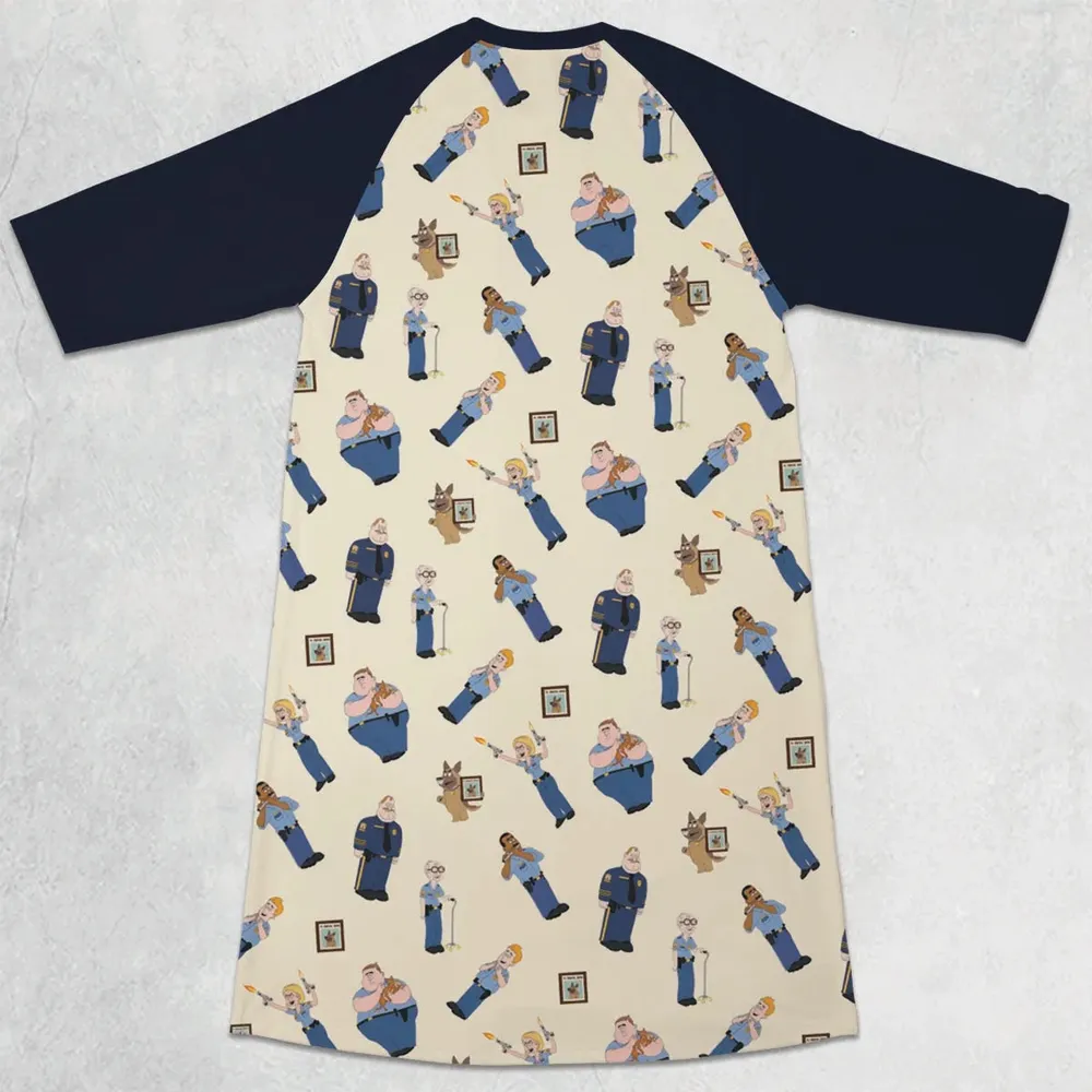 Cop Comedy Paradise Pd 3/4 Sleeve Raglan Dress - 2