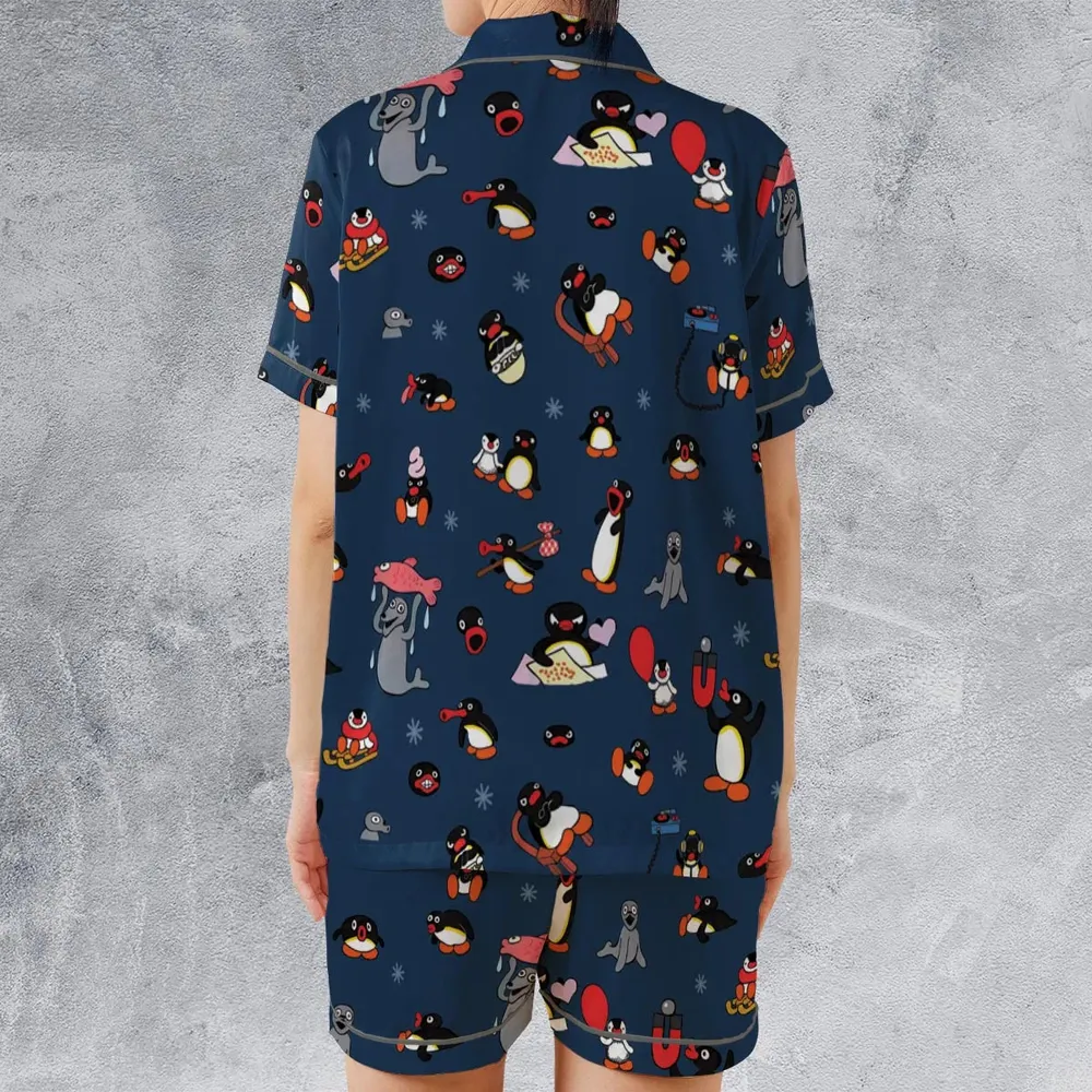 Noot Noot Pingu Satin Short-Sleeve Pajamas Set - 2