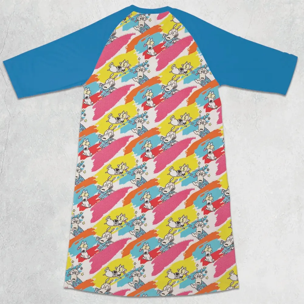 Rocko's Paint Brush 3/4 Sleeve Raglan Dress - 2