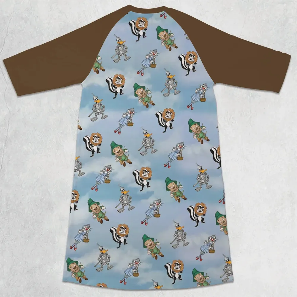 The Wizard Of Draws Looney Tunes 3/4 Sleeve Raglan Dress - 2