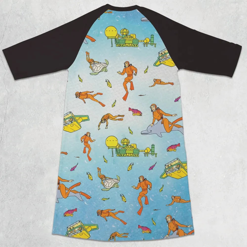 Underwater Sealab 2020 3/4 Sleeve Raglan Dress - 2