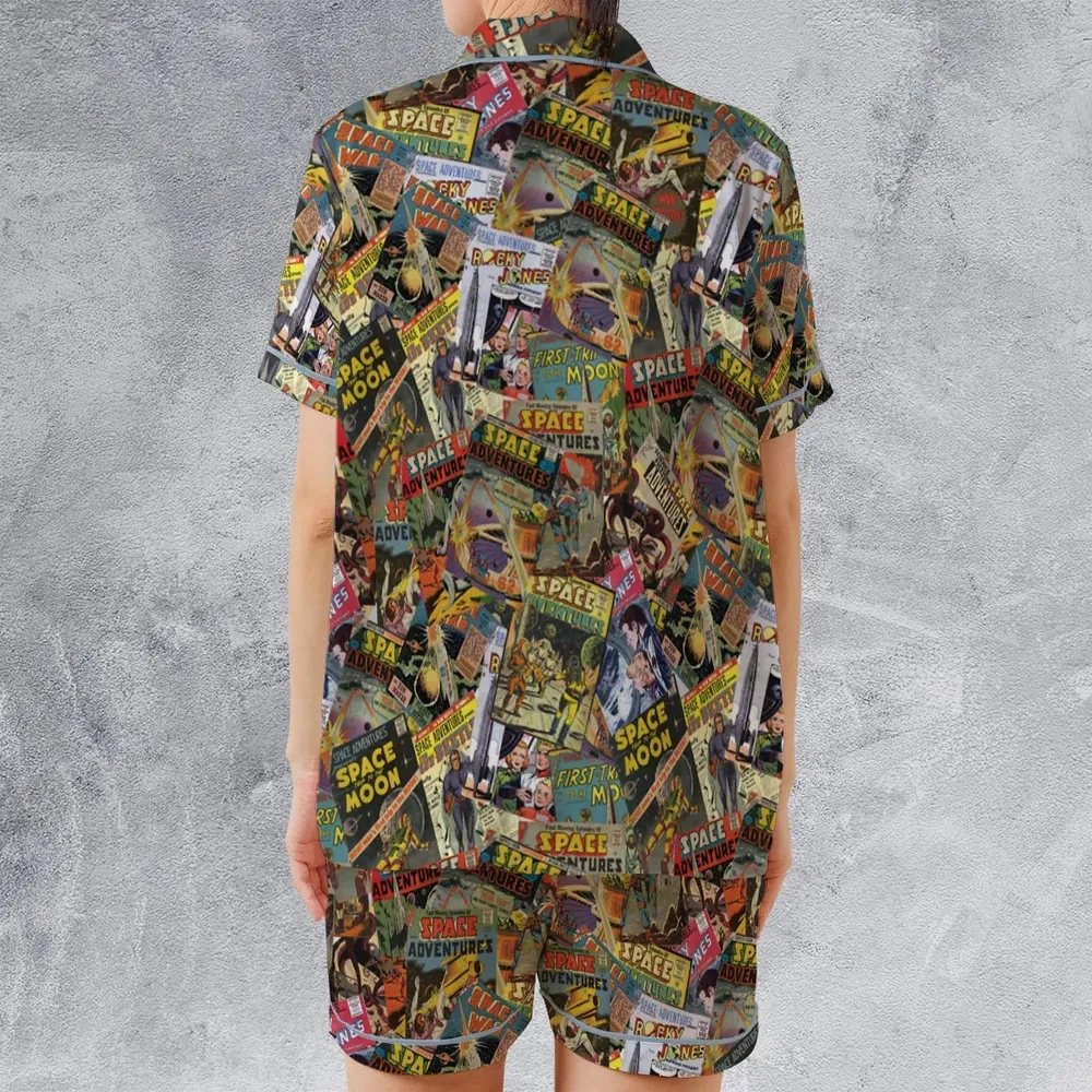 Comic-Con Cartoon Satin Short-Sleeve Pajamas Set - 2