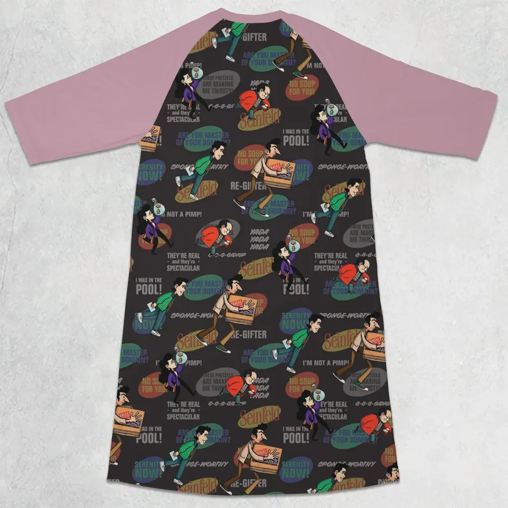 Retro Laughs Seinfeld 3/4 Sleeve Raglan Dress - 2