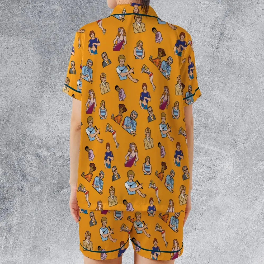 Summer Party Boogie Nights Characters Satin Short-Sleeve Pajamas Set - 2