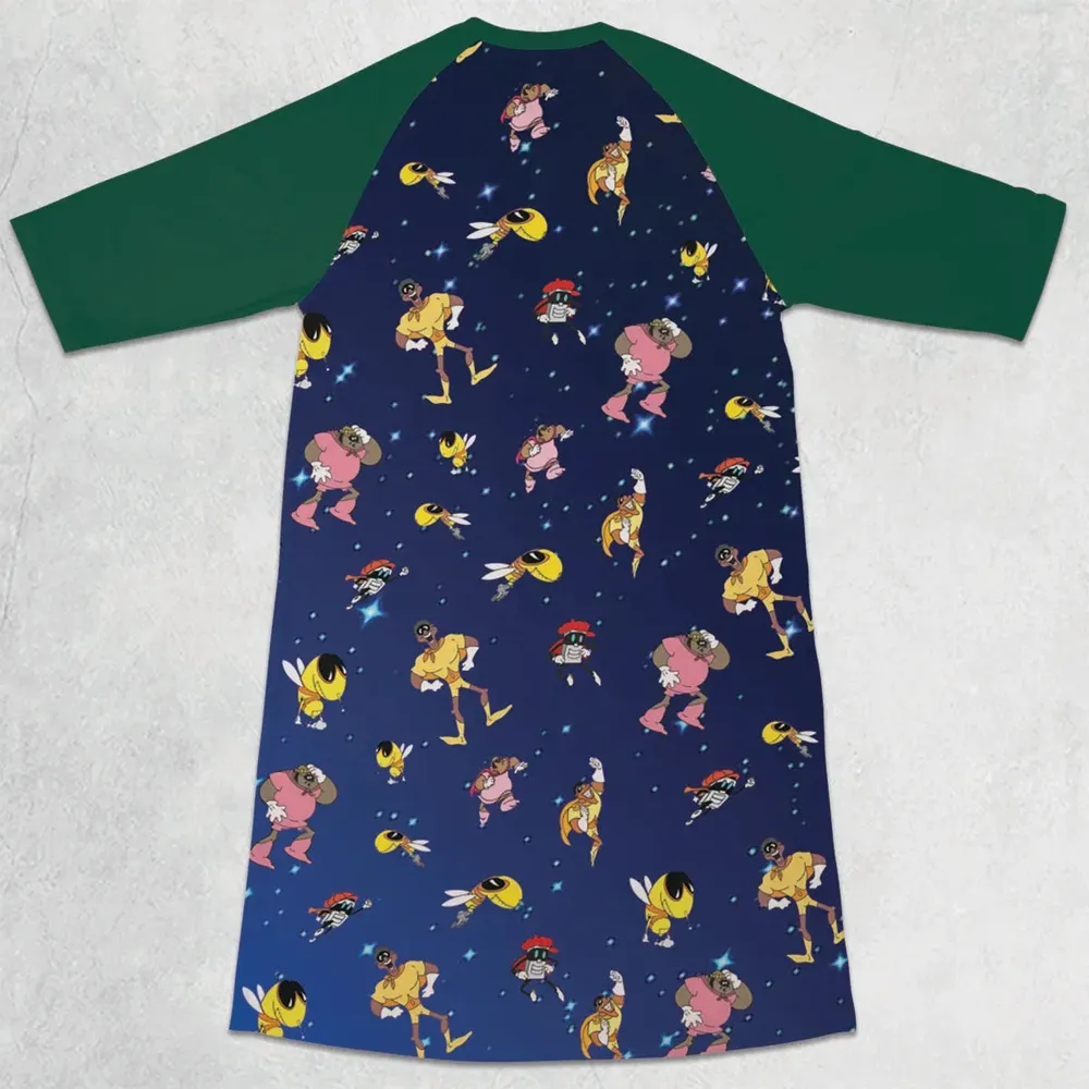 Brown Hornet characters 3/4 Sleeve Raglan Dress - 2