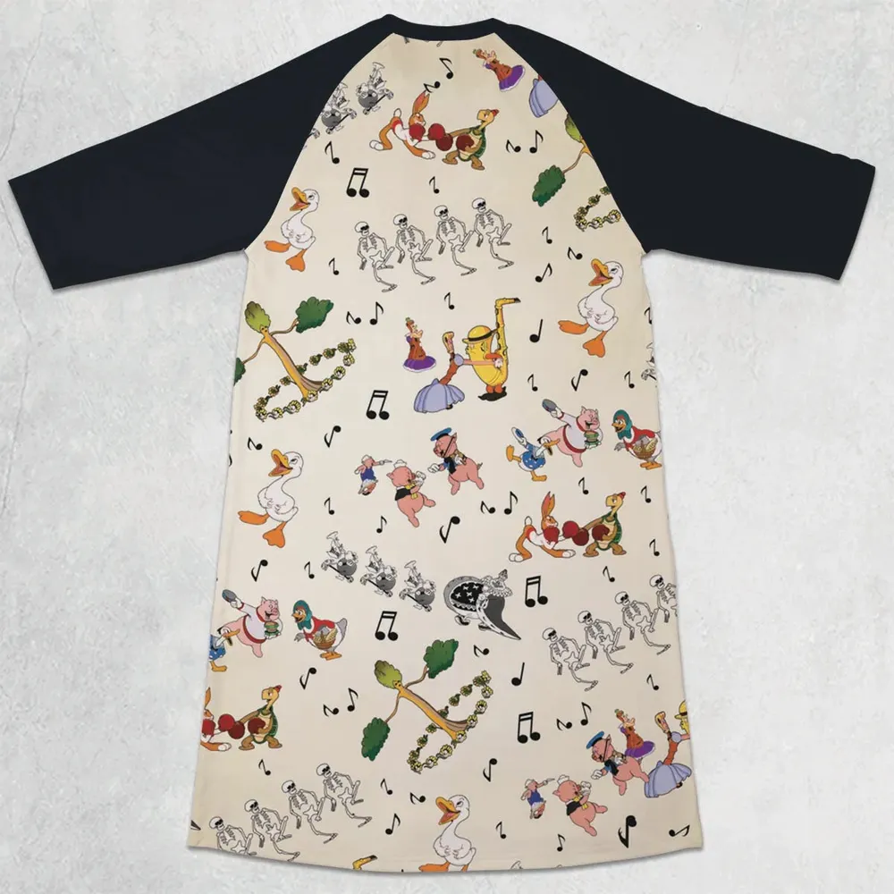 The Silly Symphony Characters 3/4 Sleeve Raglan Dress - 2