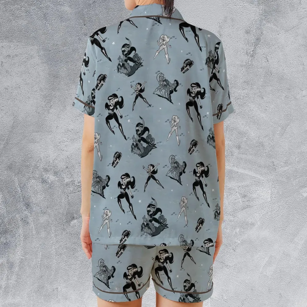 Faster Pussycat Kill Kill Characters Satin Short-Sleeve Pajamas Set - 2