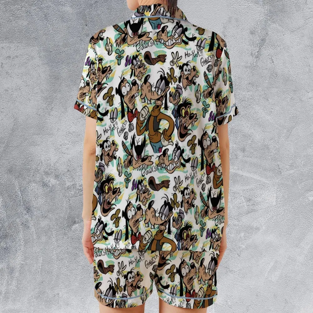 Many Faces Of Goofy Satin Short-Sleeve Pajamas Set - 2