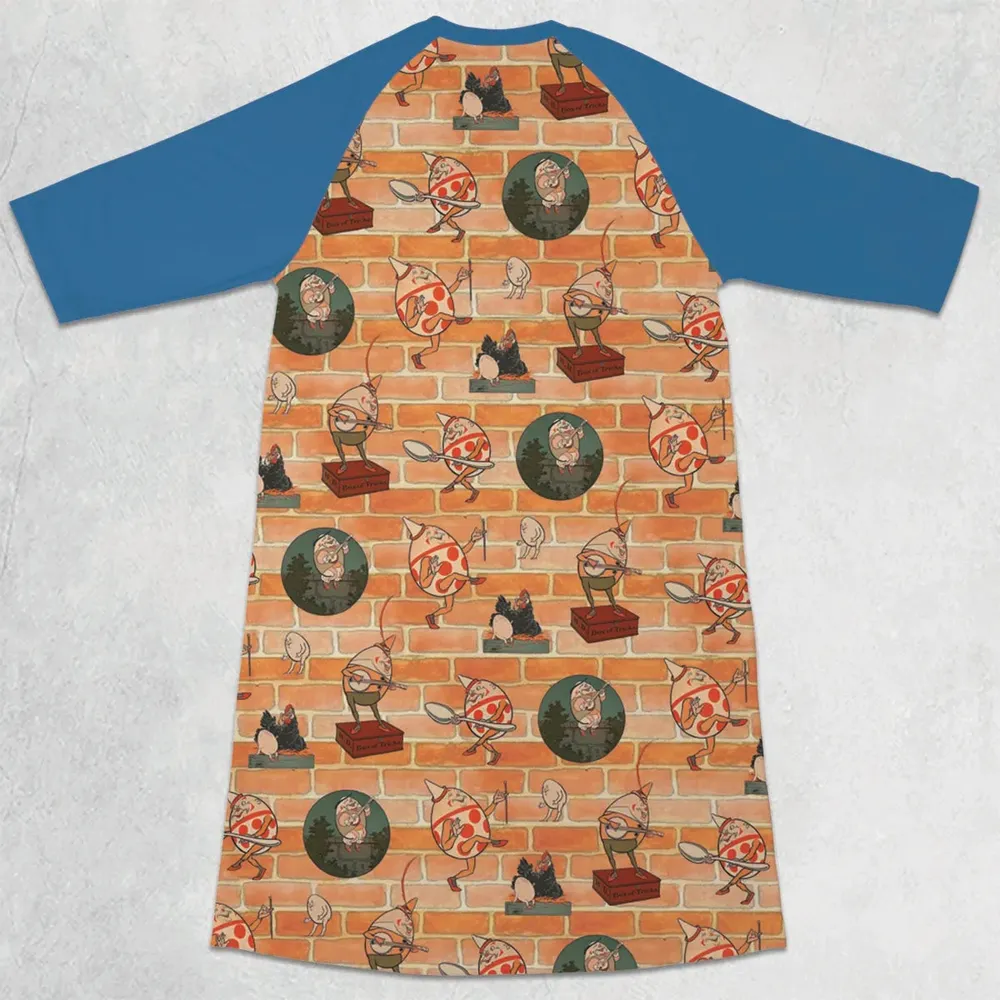Retro Humpty Dumpty 3/4 Sleeve Raglan Dress - 2