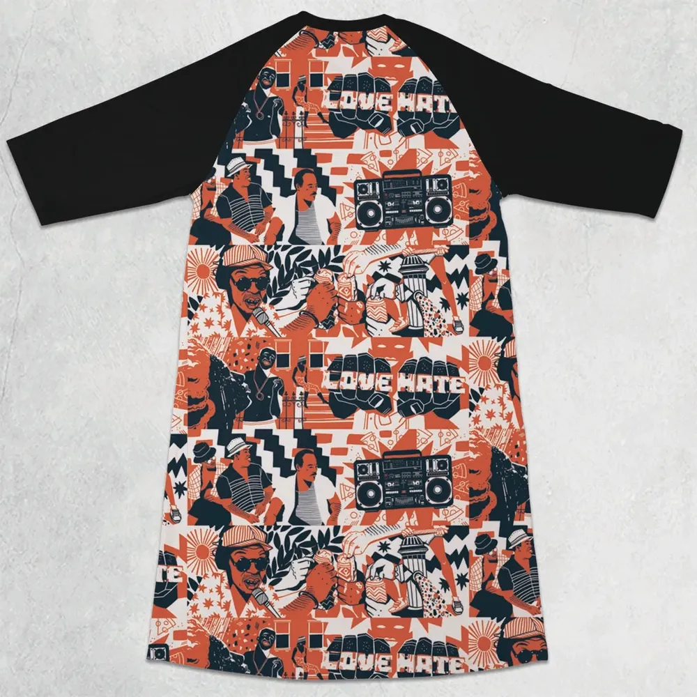 Love and Hate Do The Right Thing 3/4 Sleeve Raglan Dress - 2
