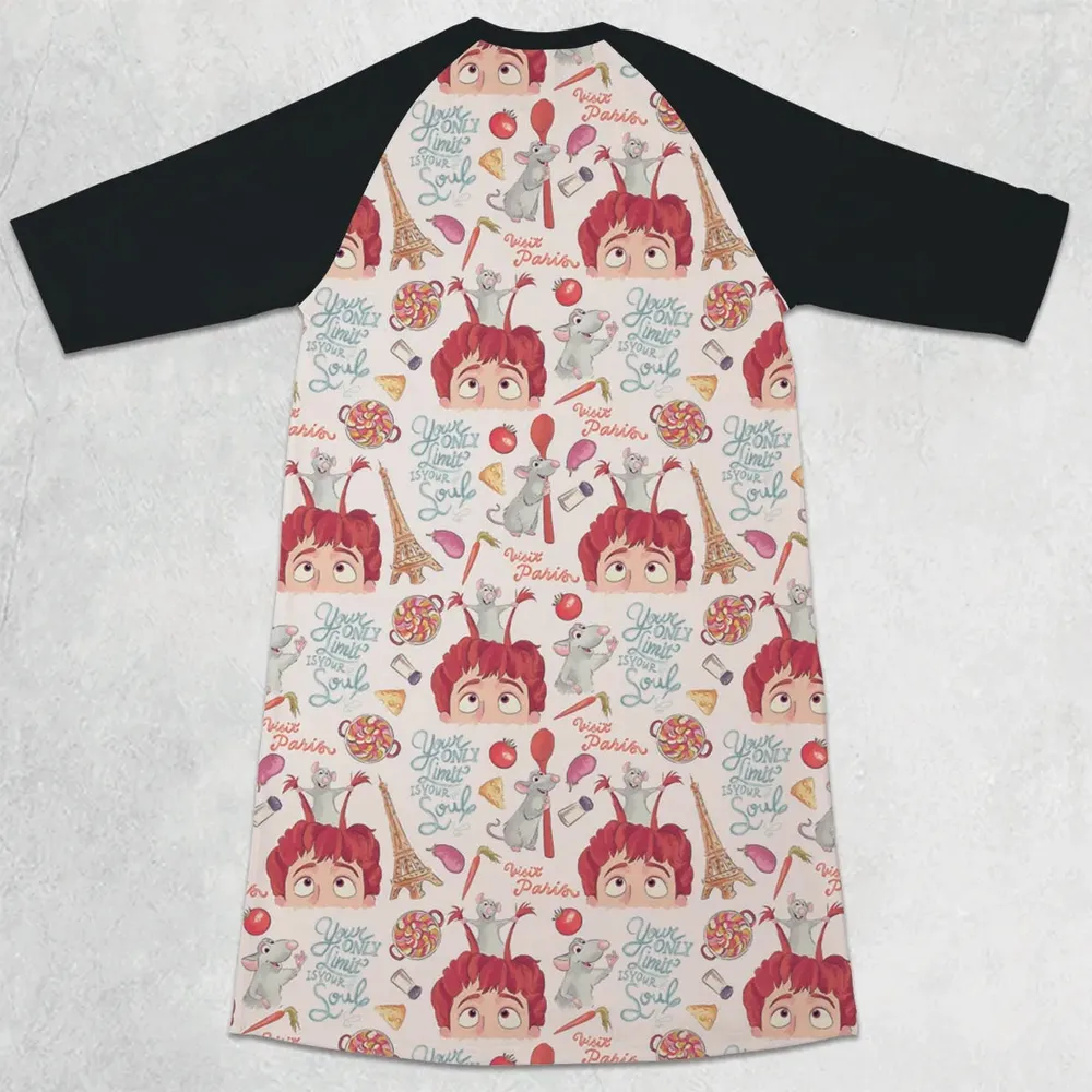 Cute Controller Ratatouille 3/4 Sleeve Raglan Dress - 2