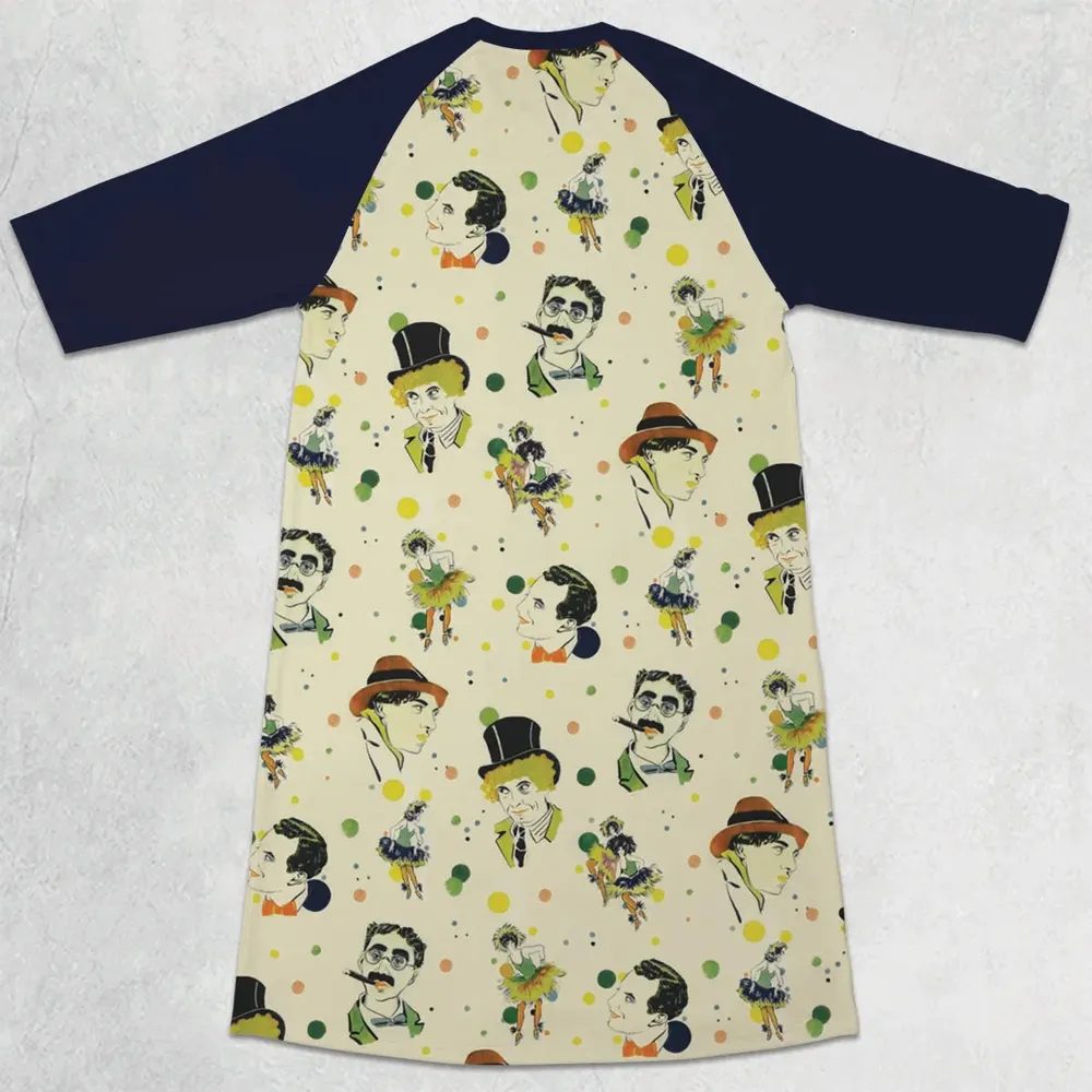 The Cocoanuts The Marx Brothers 3/4 Sleeve Raglan Dress - 2