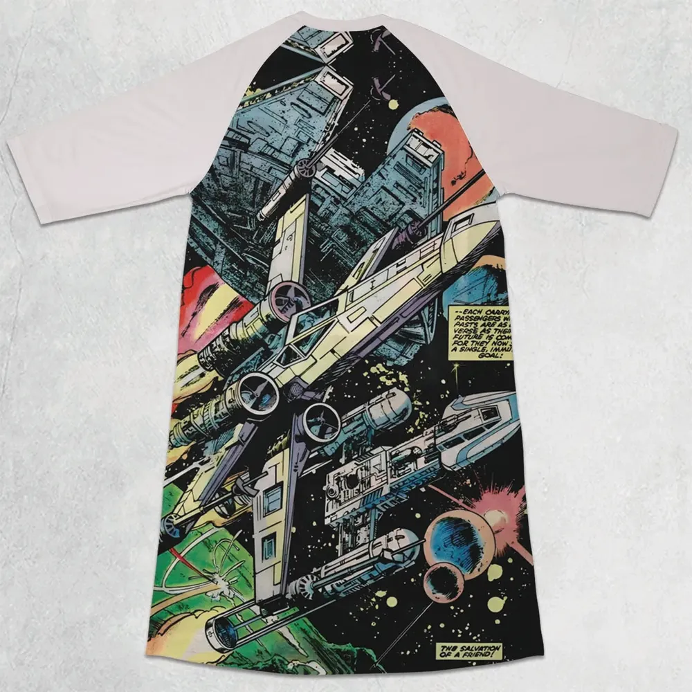 Han Solo Spaceship Star Wars 3/4 Sleeve Raglan Dress - 2
