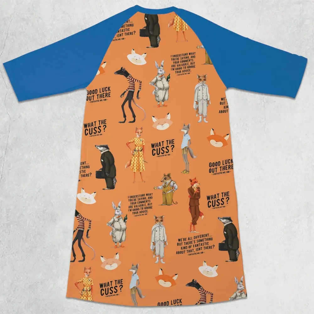 Cuss You Are Fantastic Mr. Fox 3/4 Sleeve Raglan Dress - 2