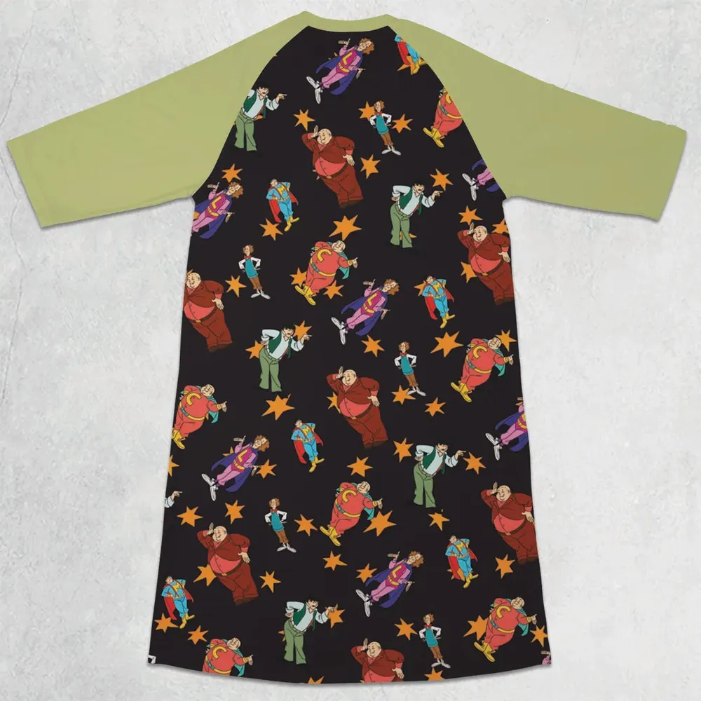 The Three Stooges Action 3/4 Sleeve Raglan Dress - 2