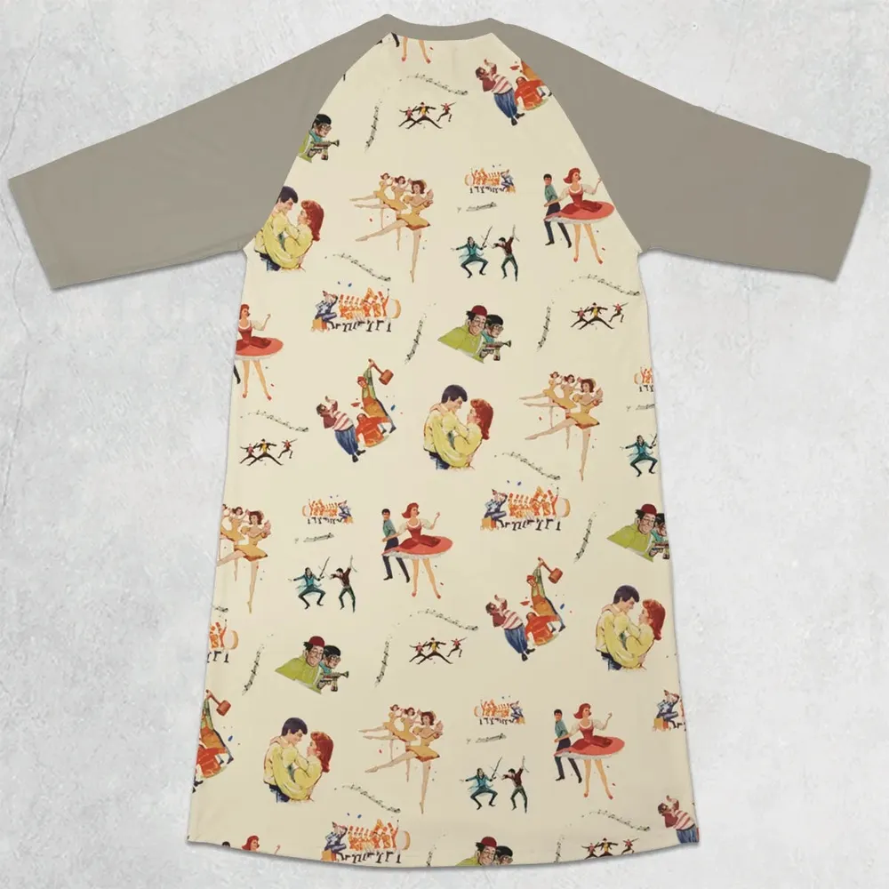 Babes in Toyland Characters 3/4 Sleeve Raglan Dress - 2