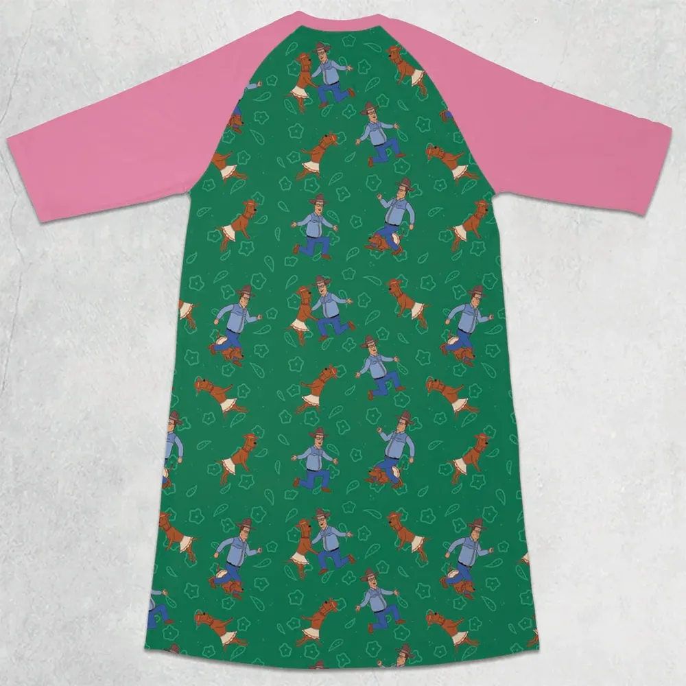 Hank Hill and Ladybird Dancing 3/4 Sleeve Raglan Dress - 2
