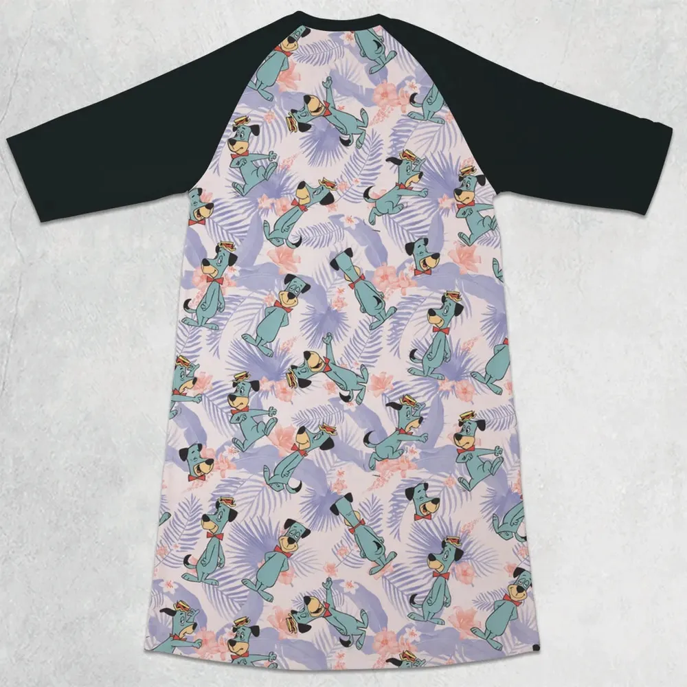 Huckleberry Hound Pattern 3/4 Sleeve Raglan Dress - 2