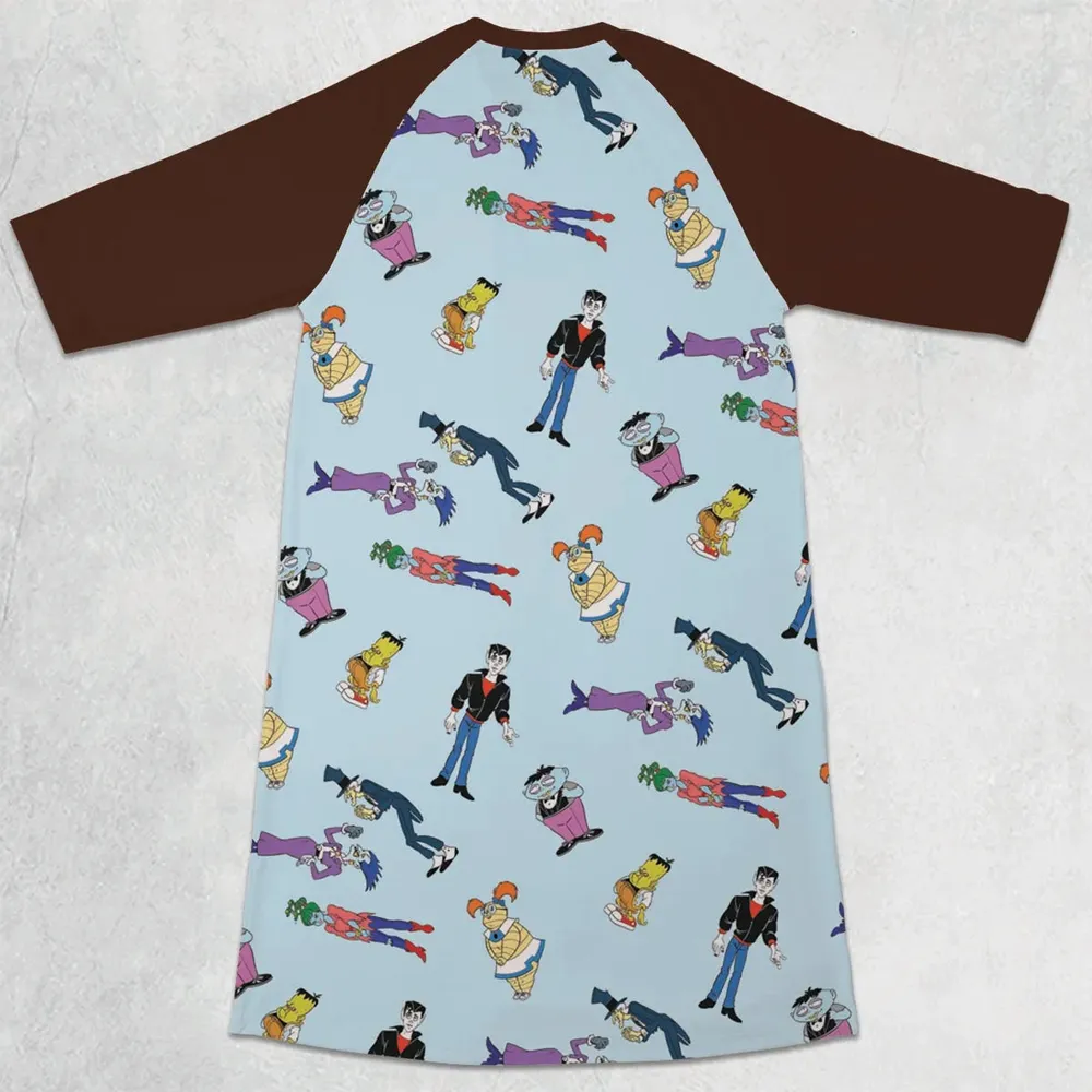 Animated Undead Gravedale High 3/4 Sleeve Raglan Dress - 2