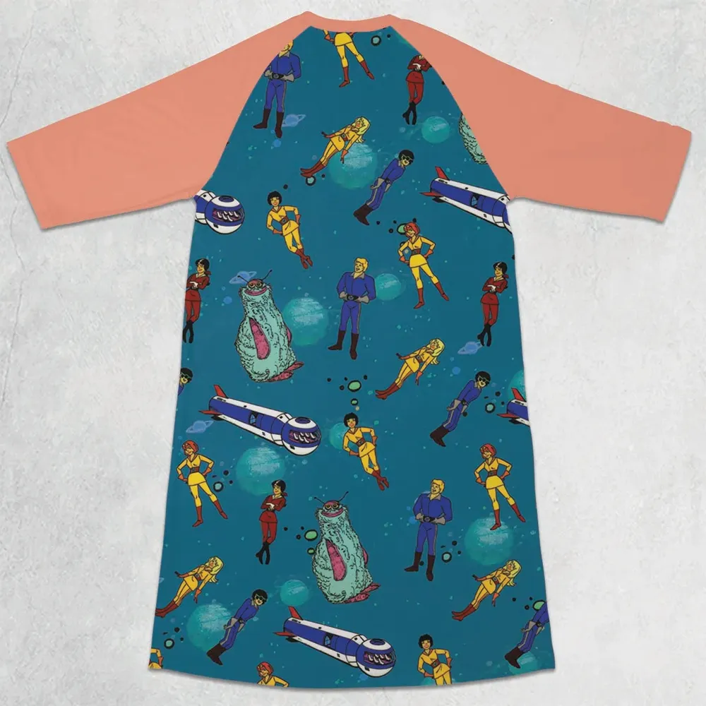 Josie And The Pussy Cats in Outer Space 3/4 Sleeve Raglan Dress - 2