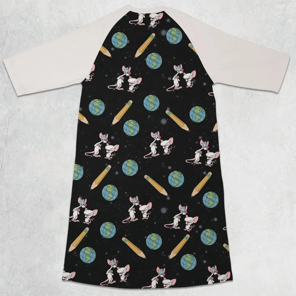 Geek Drip Pinky and The Brain 3/4 Sleeve Raglan Dress - 2