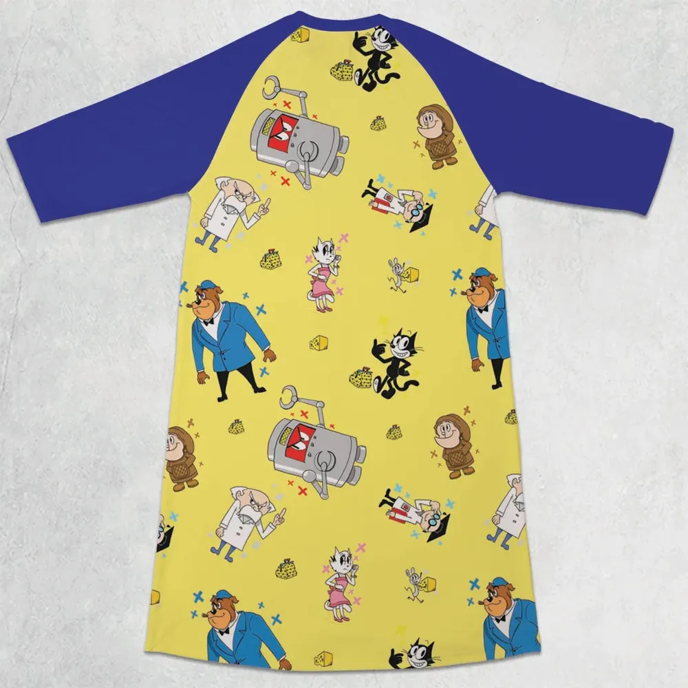Felix The Cat Characters 3/4 Sleeve Raglan Dress - 2