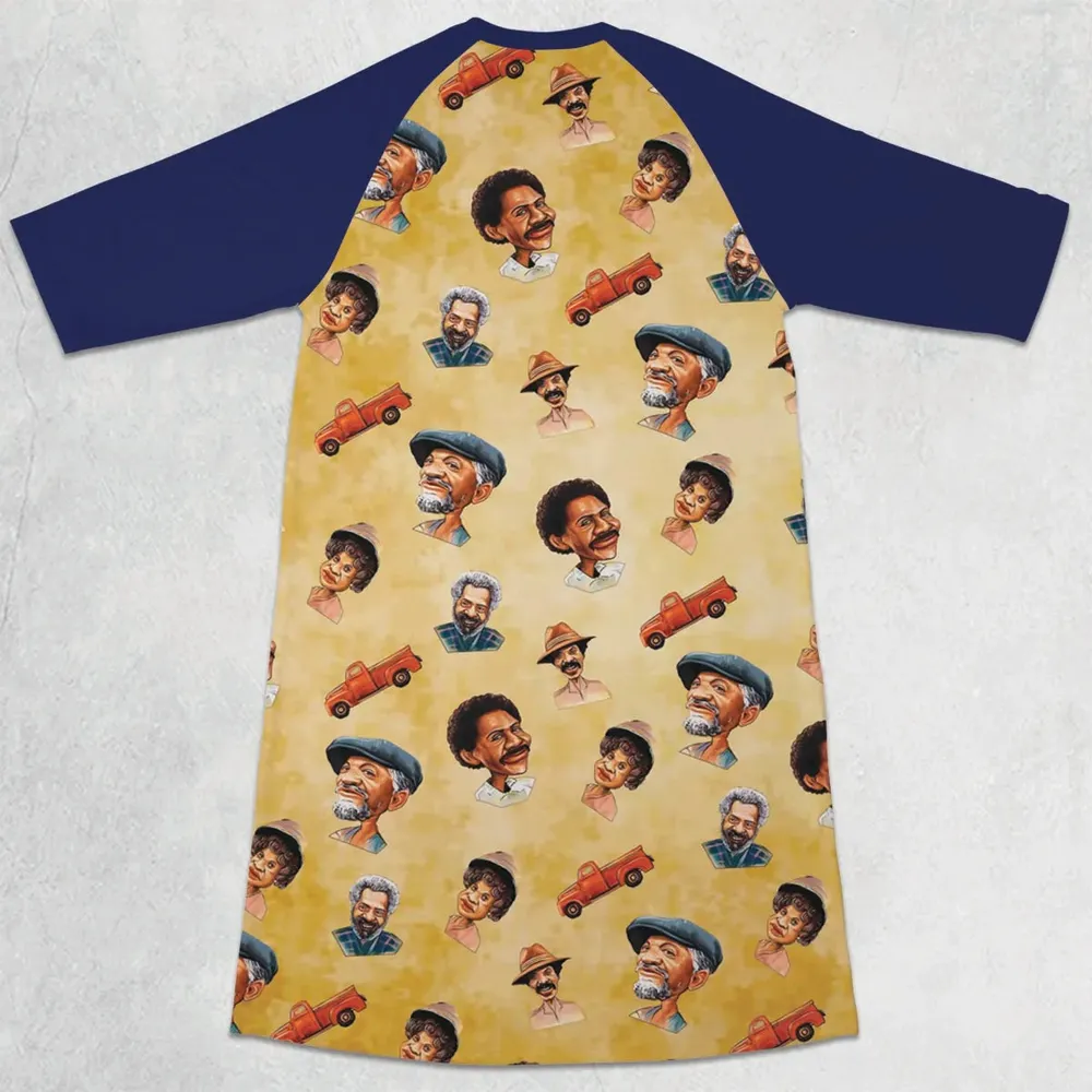 Sanford and Son Characters 3/4 Sleeve Raglan Dress - 2