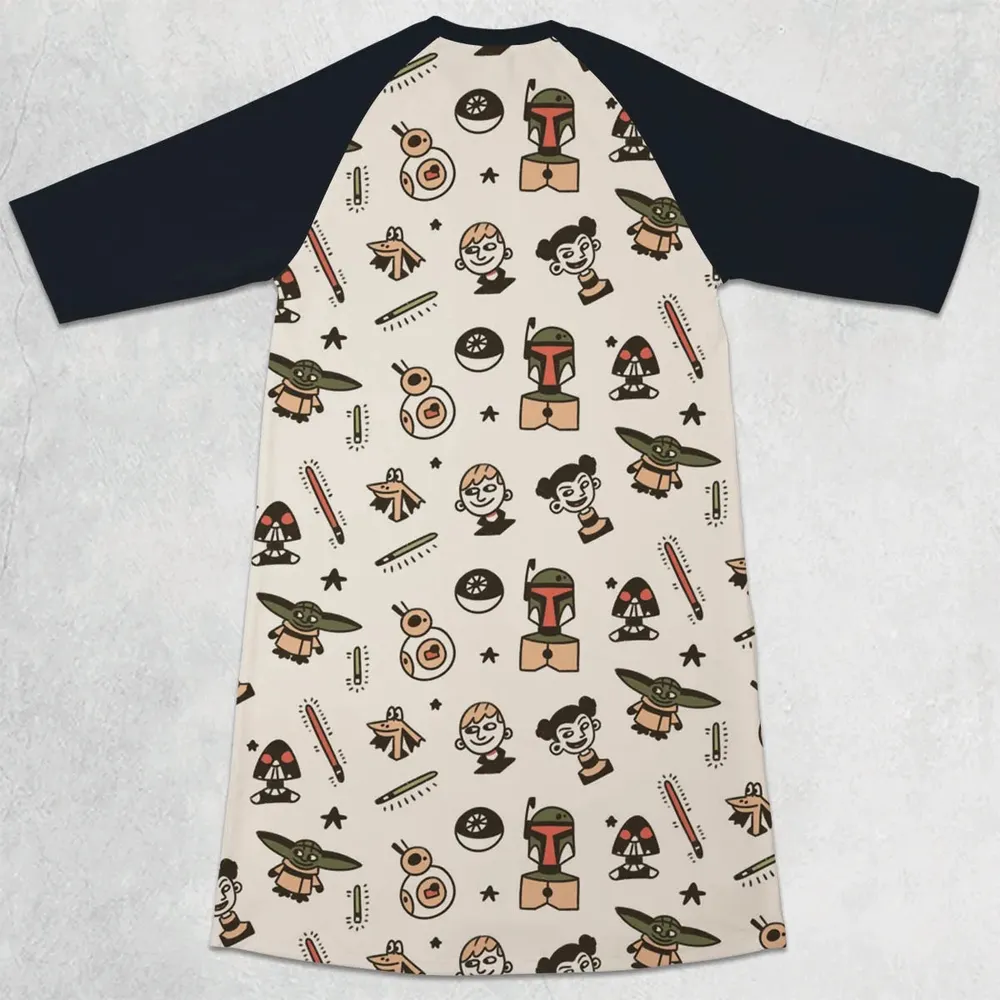 Retro Galaxy Star Wars 3/4 Sleeve Raglan Dress - 2