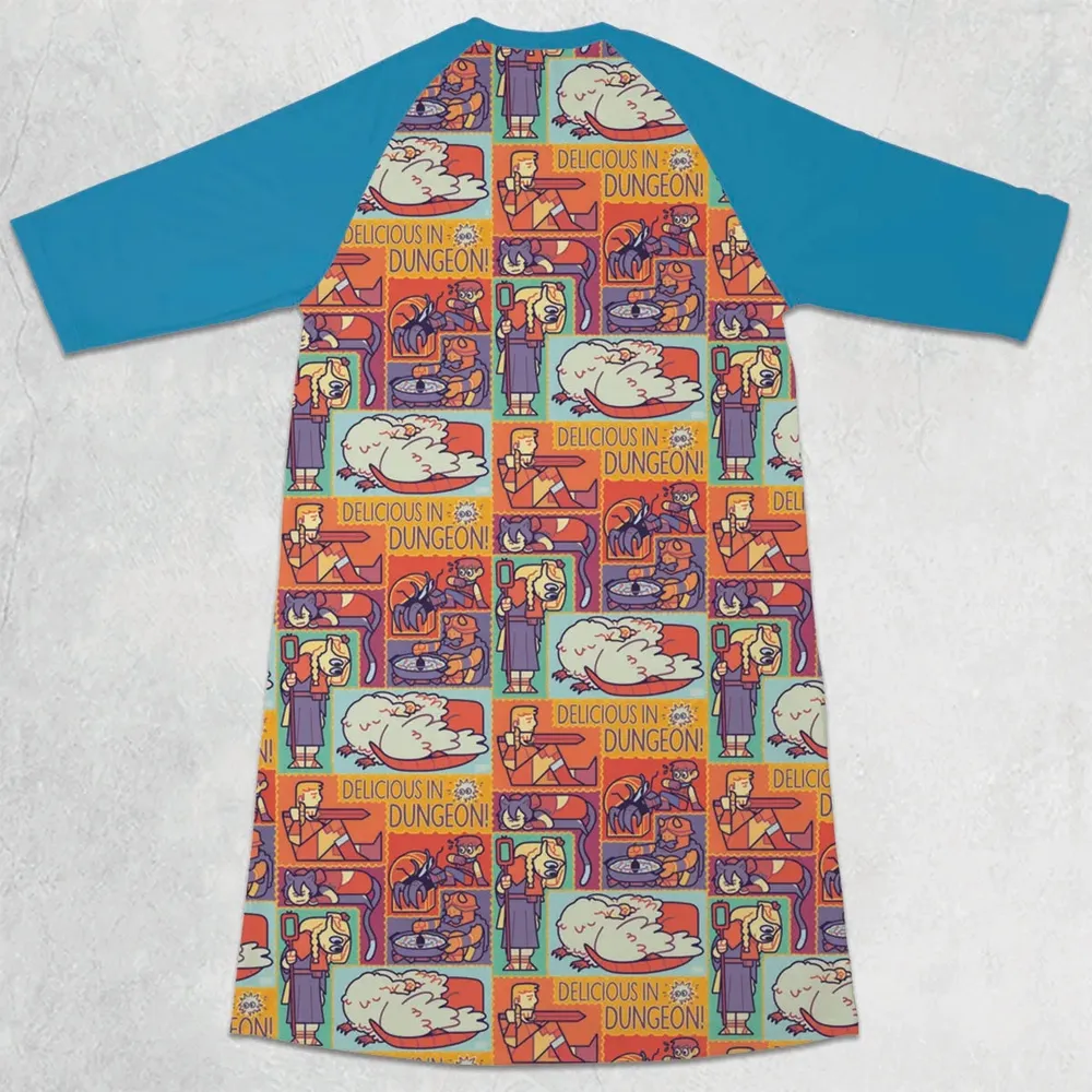 Delicious In Dungeon 3/4 Sleeve Raglan Dress - 2
