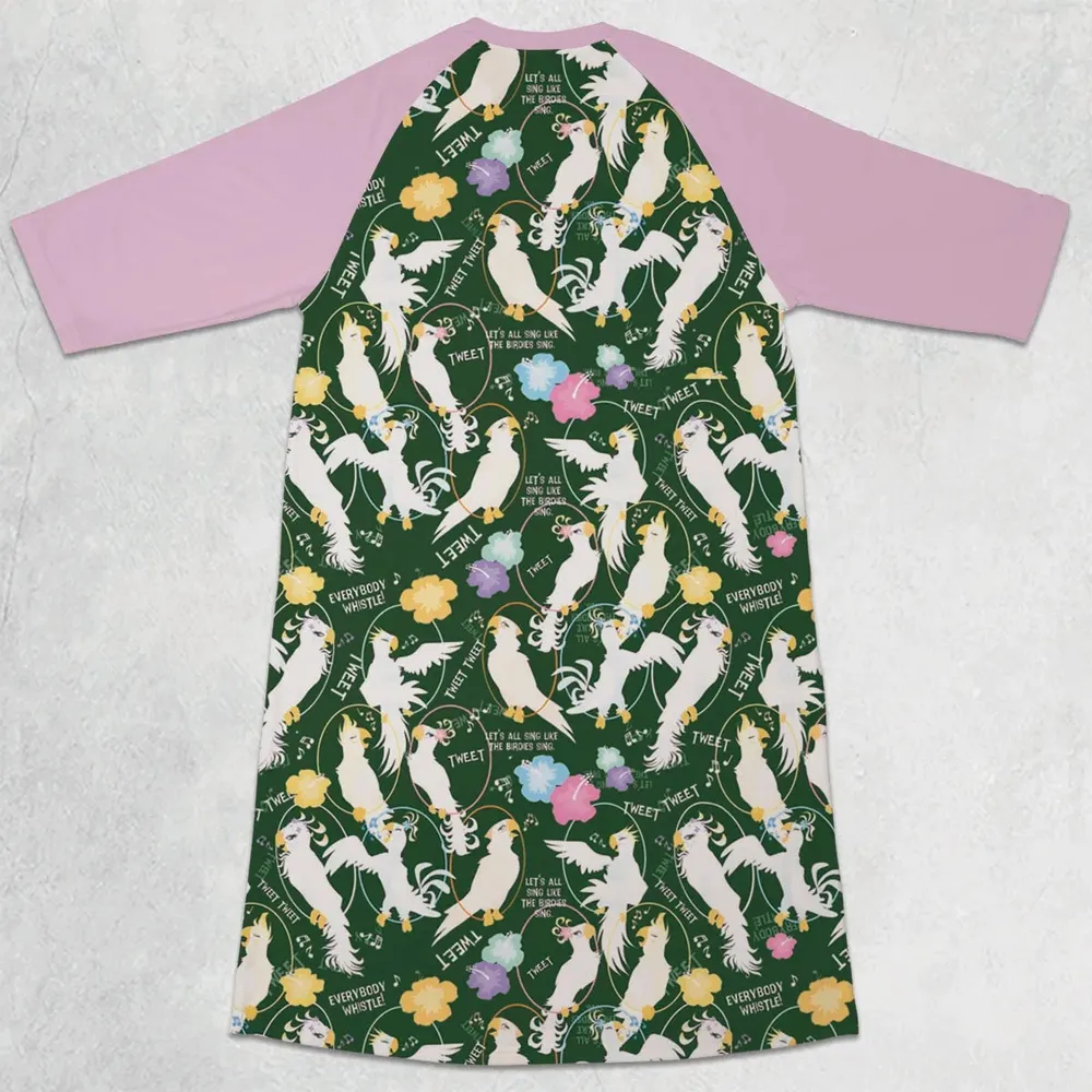 Tiki Room Showgirls 3/4 Sleeve Raglan Dress - 2