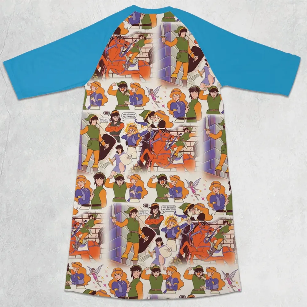 Link And Princess Zelda The Legend Of Zelda Animated 3/4 Sleeve Raglan Dress - 2