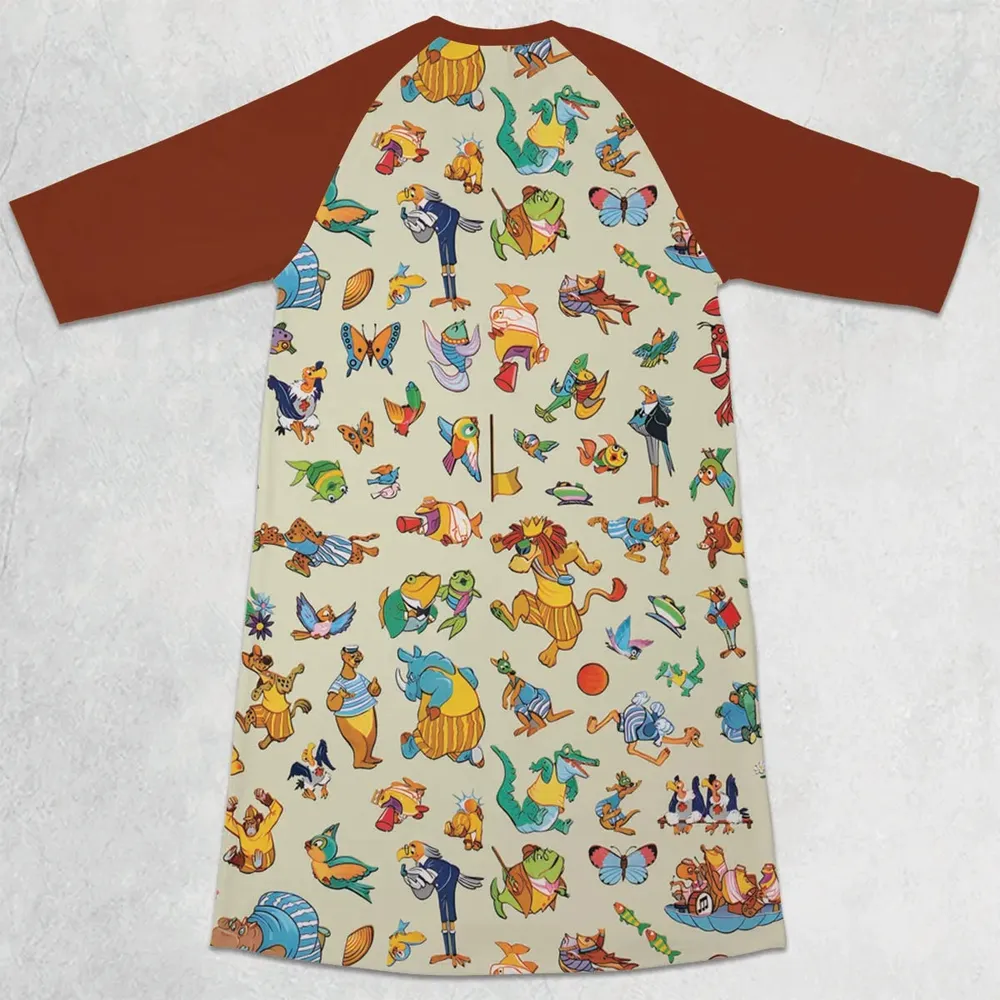 Bedknobs and broomsticks True Blue Team and the Dirty Yellow Team 3/4 Sleeve Raglan Dress - 2