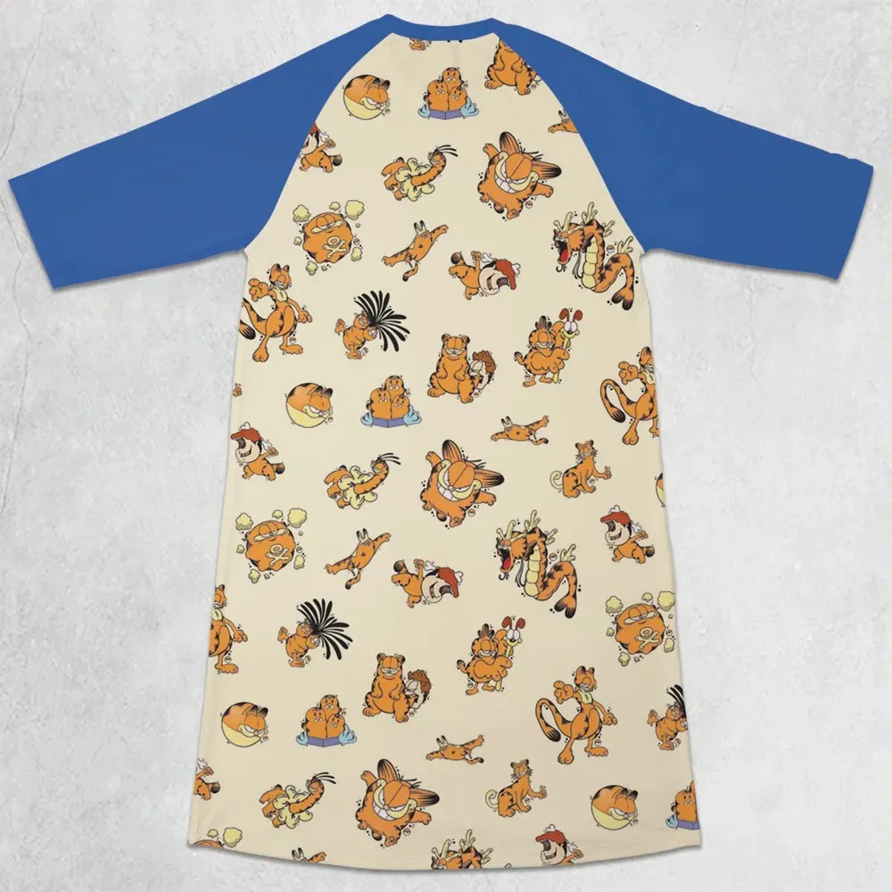 Lazy Legend Garfield Pokemon Mashup 3/4 Sleeve Raglan Dress - 2
