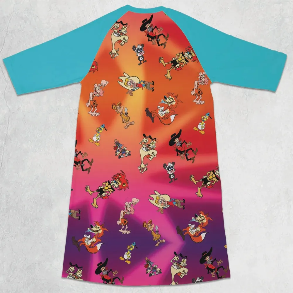 The Wacky World of Tex Avery Characters 3/4 Sleeve Raglan Dress - 2