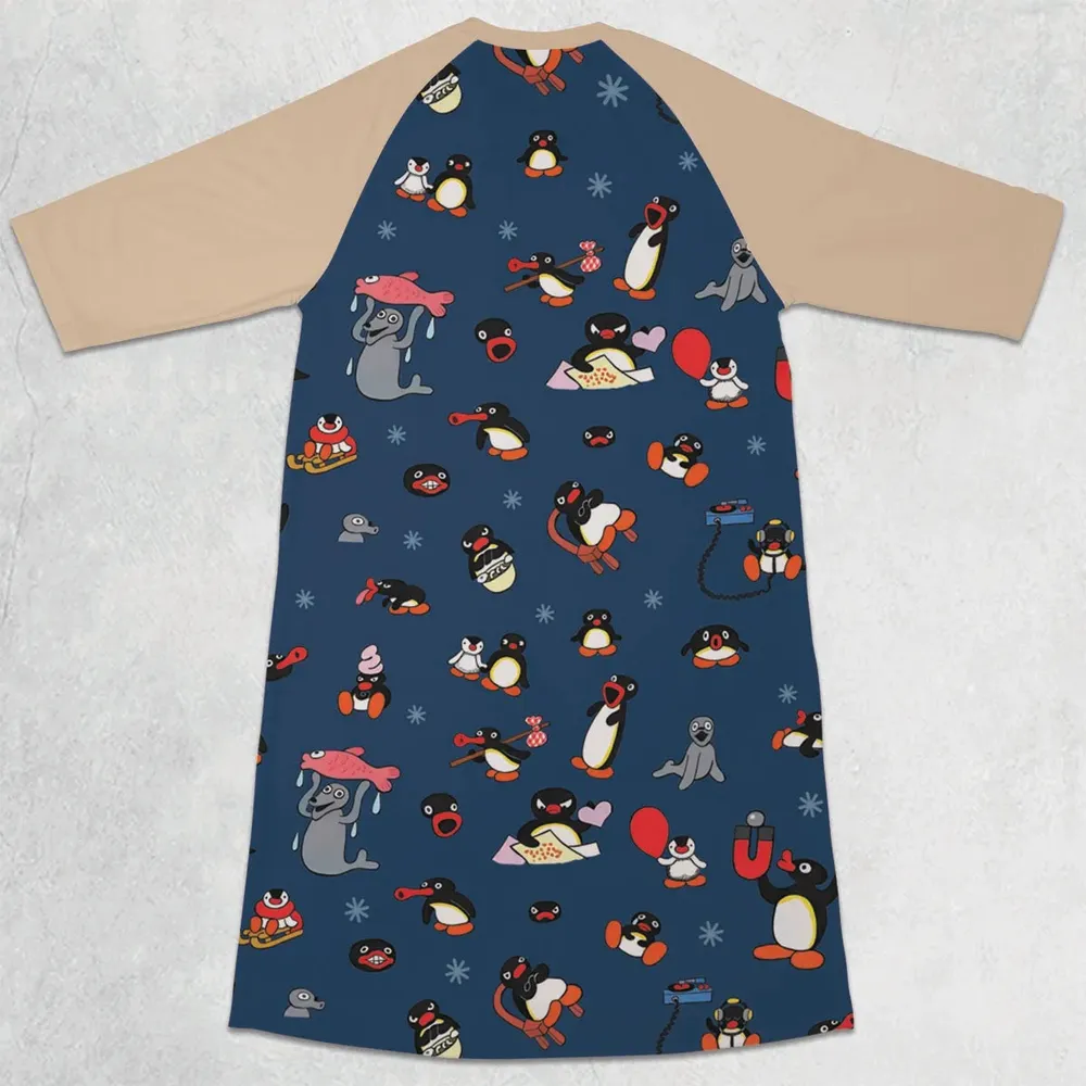 Noot Noot Pingu 3/4 Sleeve Raglan Dress - 2