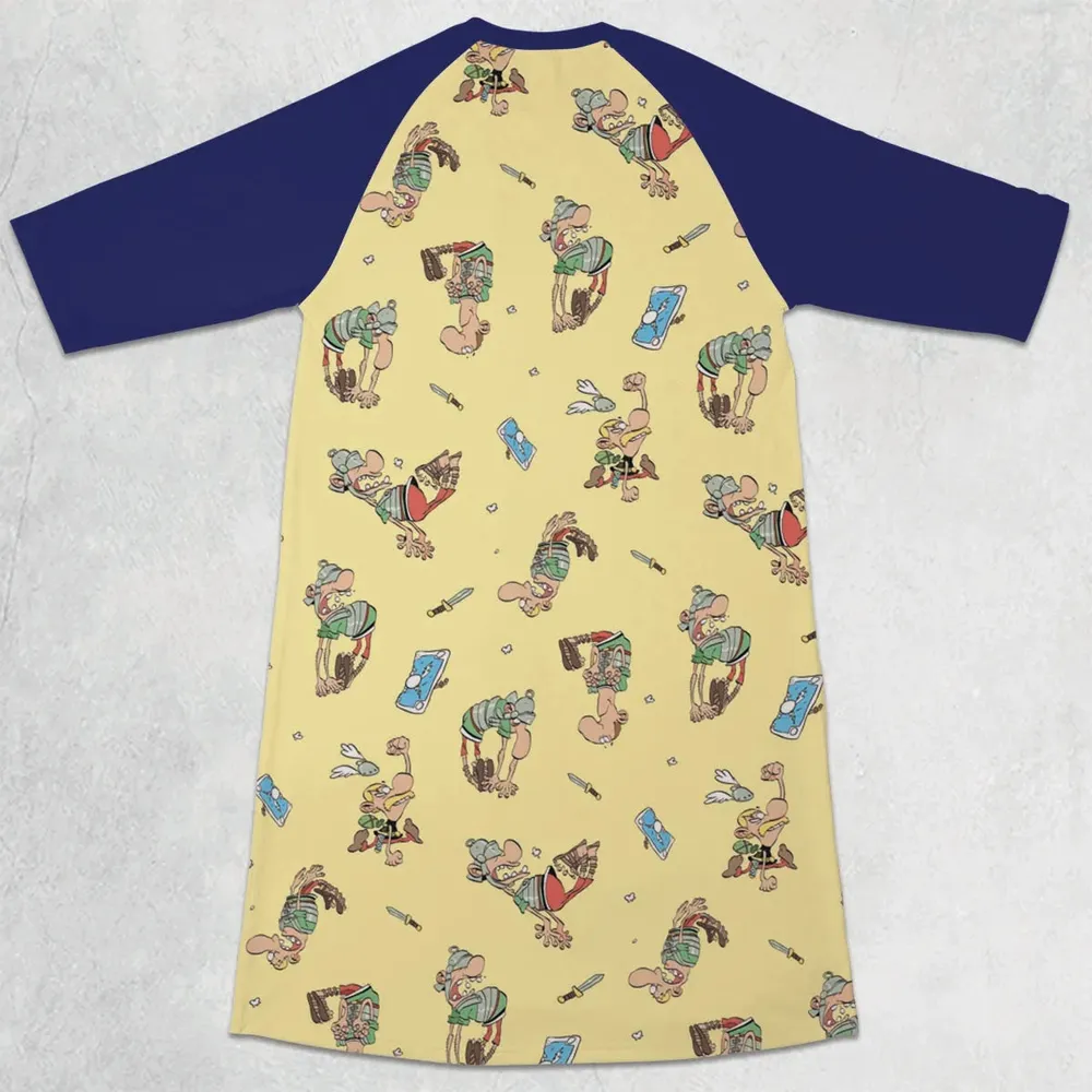Gaulish Goodness Asterix 3/4 Sleeve Raglan Dress - 2
