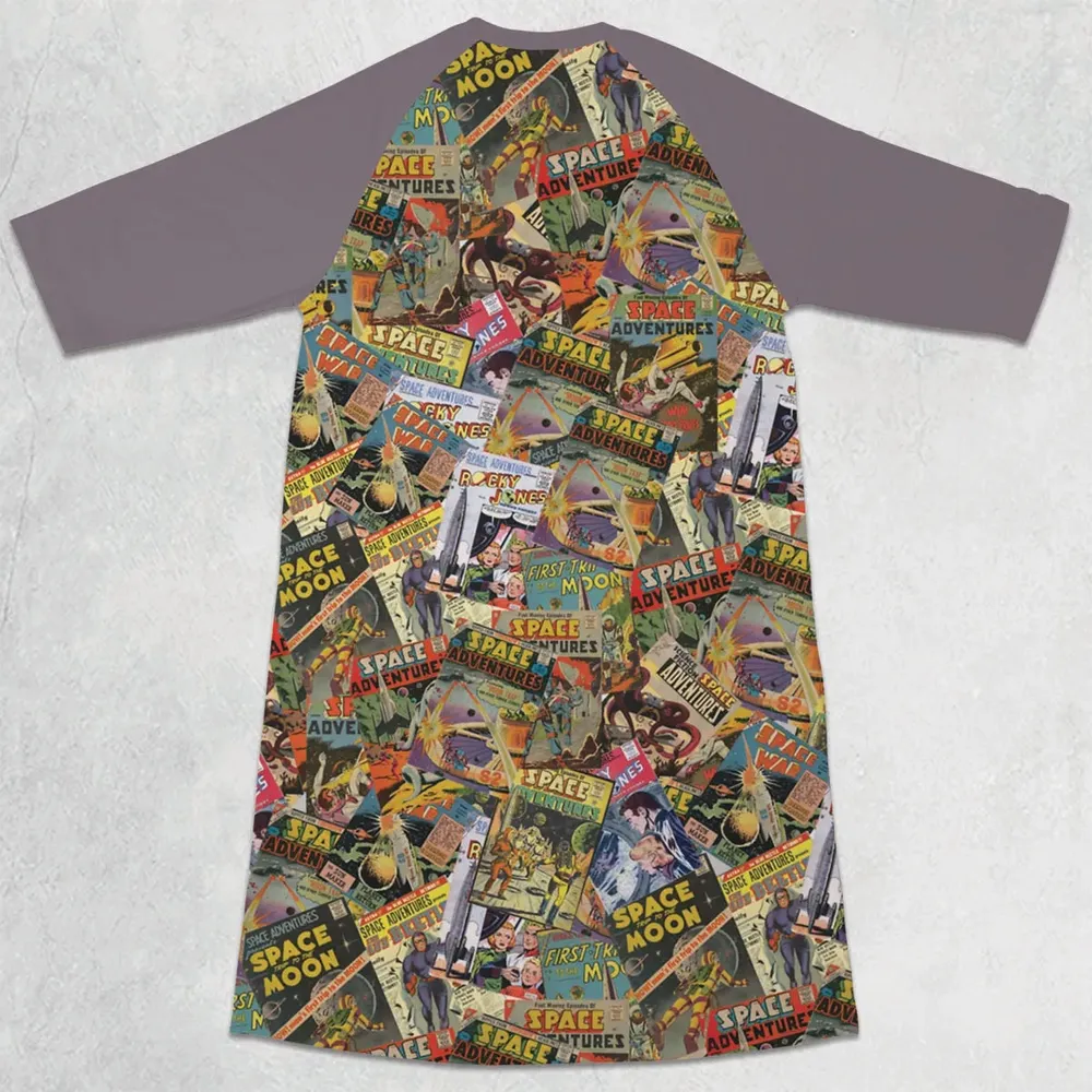 Comic-Con Cartoon 3/4 Sleeve Raglan Dress - 2
