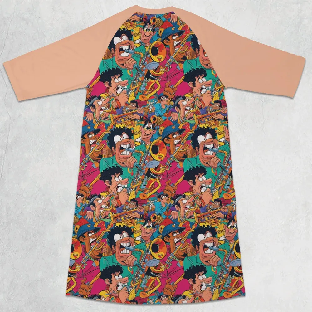 Fat Albert Animated Spin-offs 3/4 Sleeve Raglan Dress - 2