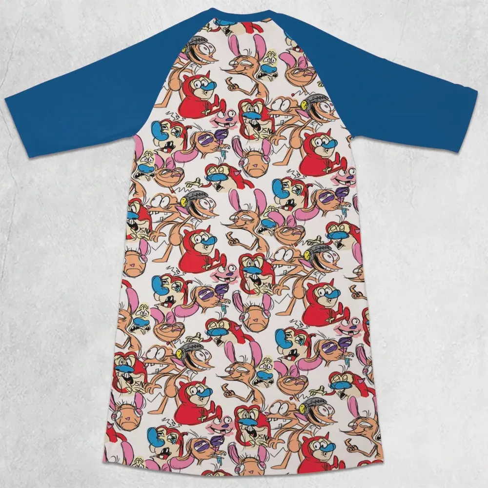 Insane Style The Ren and Stimpy Show 3/4 Sleeve Raglan Dress - 2